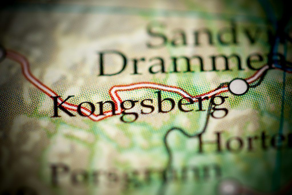 mapa Kongsberg w Norwegii