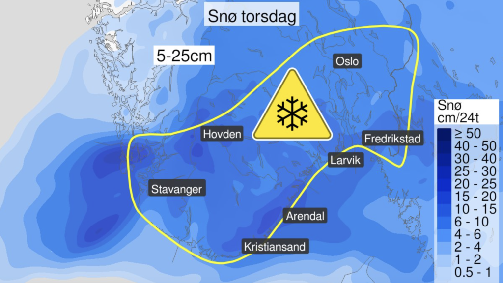 Zima powraca. Ogłoszono alert pogodowy Mapa meteorologiczna z zapowiedzią opadów śniegu.