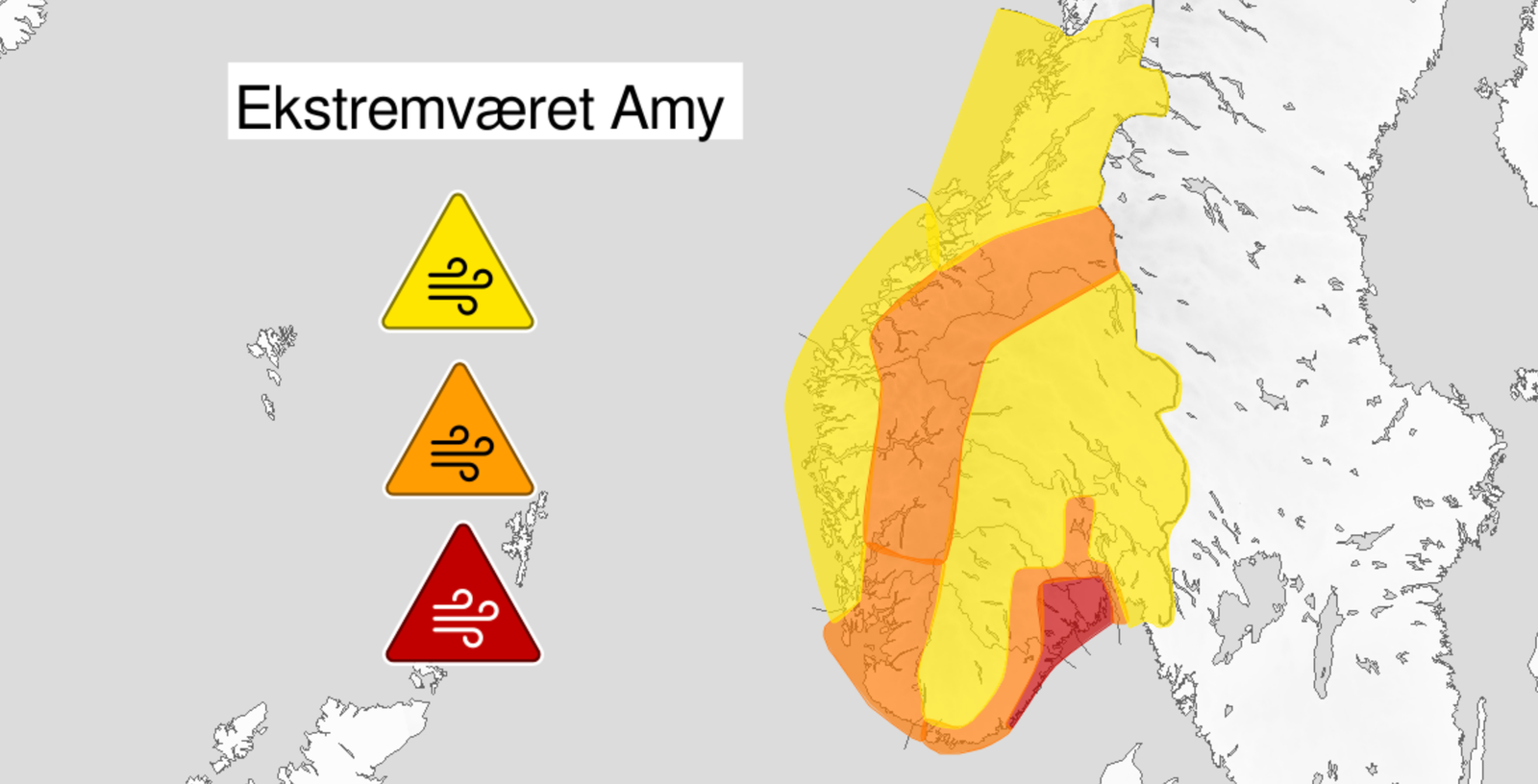 Nadciąga „Amy”. Alerty dla Sørlandet