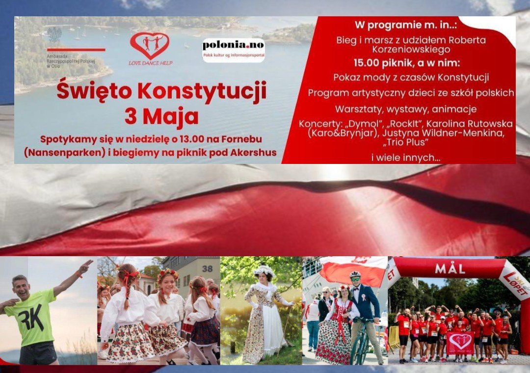 3 maja i biało-czerwone Oslo: Bieg z Korzeniowskim oraz rekonstrukcja historyczna