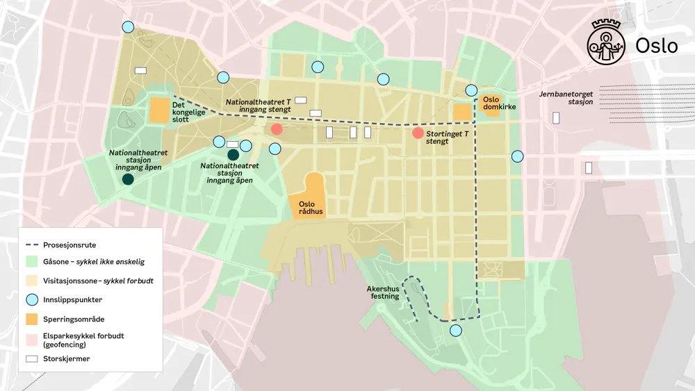 Gmina Oslo przygotowała mapę ulic, które będą w środę zamknięte.