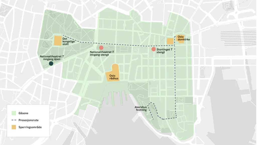 Mapa Oslo pogrzeb króla